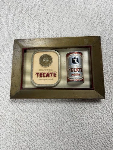 Vintage Cerveza TECATE Beer Sign RARE 3D Molded Plastic Metallic 14" x 10"