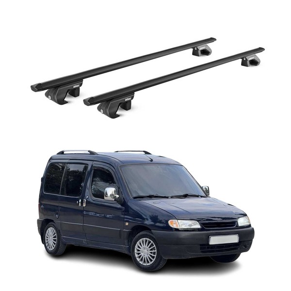DachträGer GrundtäGer FüR Citroen Berlingo 1996-2008 90Kg Alu Schwarz 2 Tlg ABE-image