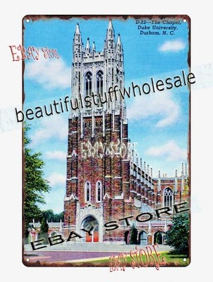 1941 Duke Institution Chapel Durham North Carolina Gothic Tin Sign wall decor