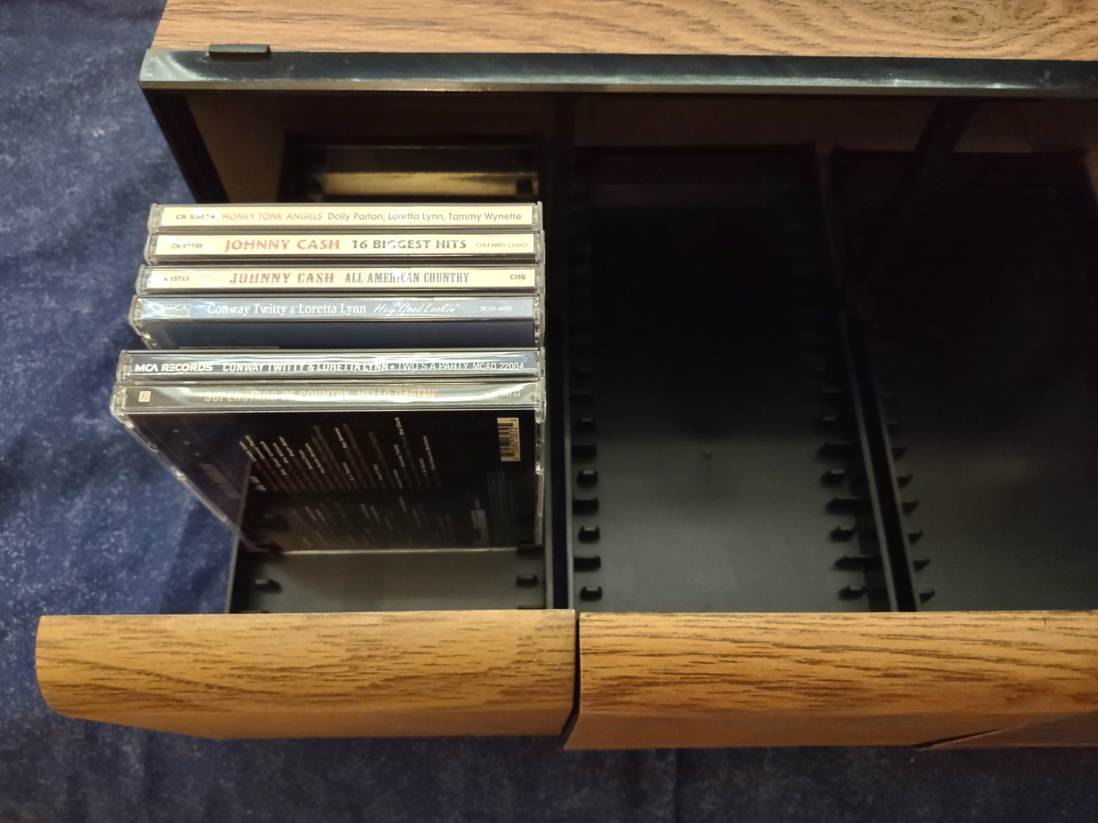 VTG 3 Drawer 60 CD Jewel Box Size Faux Wood Grain Holder Storage Case Stackable