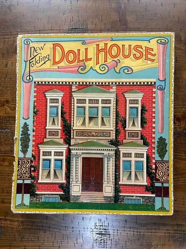 Vintage McLoughlin Brothers New Folding Doll House - In Box