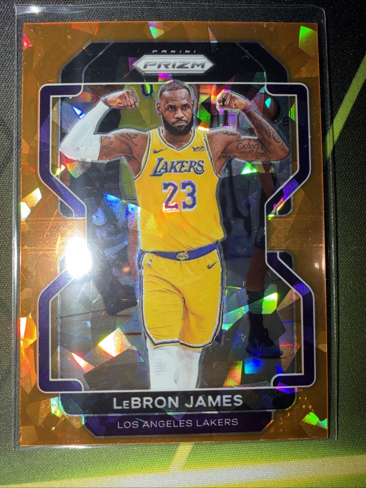 LeBron James 2021 Panini Prizm Orange Cracked Ice SP Los Angeles Lakers #91
