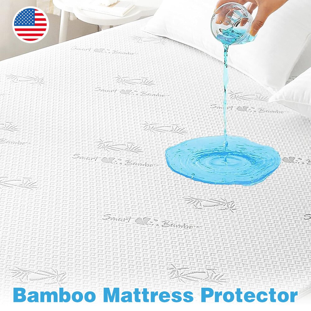 Bamboo Waterproof Breathable Mattress Protector Deep Pocket Bed Cover-image