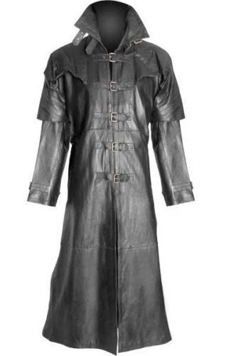 Men s Steampunk Gothic Leather Trench Coat Jacket Hugh Jackman Van Helsing Coat