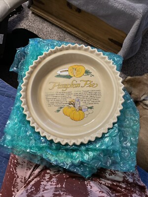 Vintage Universal Trumps Corp Ceramic Pie Dish Pumpkin Pie Recipe