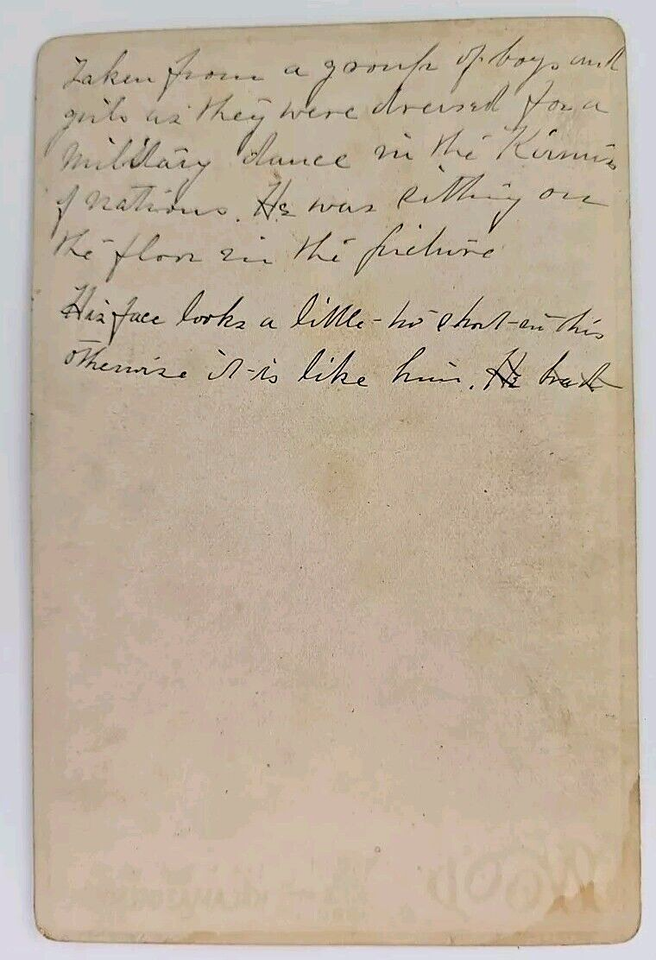 Antique Card Photo Young Uniformed Boy Military Cadet Wood