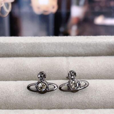Vivienne Westwood Earrings Pierce Gunmetal 1.1 x 0.8cm NO BOX | eBay