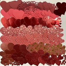 300 Super Fun Heart Die Cuts Mixed Red Pack Valentines Embellishments/Ephemera