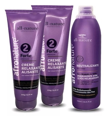 Combo All Nature Afro Nature Forte Nº2   Professional Ammonia-Based Relaxer Kit