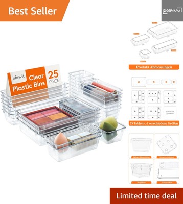 25 Stücke Schubladen Organizer mit 4 Größen, Schminktisch Ordnungssystem, Kla...