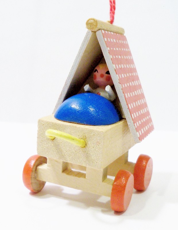 Steinbach Germany Baby Carriage Stroller Pram Buggy Wooden Wood Vintage Ornament