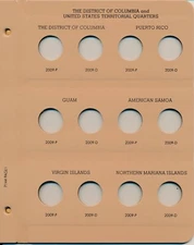 Dansco Coin Album 7144 Page 1 ONLY DC/Territories Quarters 2009 PD Book