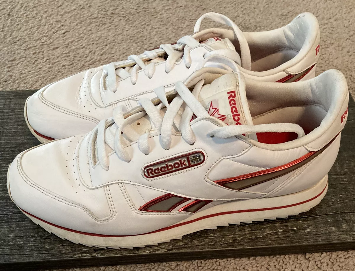 zoeken Het spijt me Realistisch REEBOK Classic Womens Sz 9 Athletic White Red Leather Tennis Shoes Trainers  READ | eBay