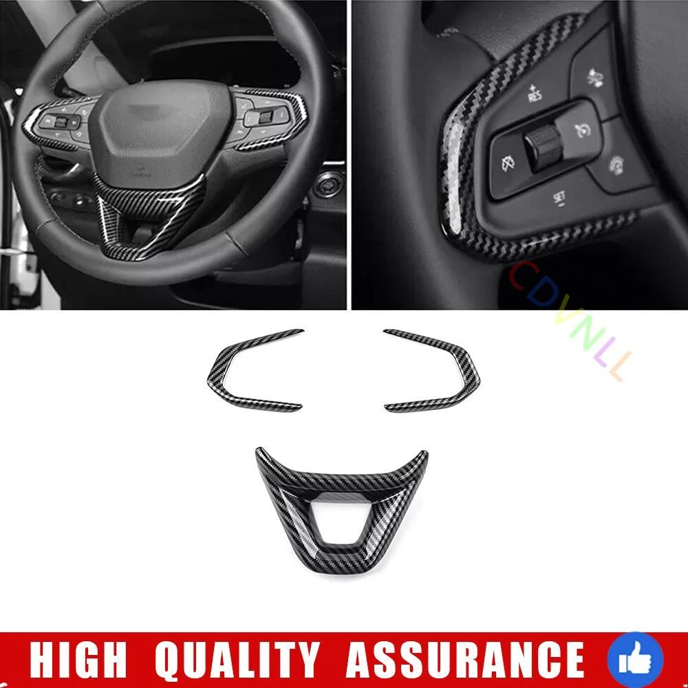 Steering Wheel Button Frame Trim 3* For Chevrolet Trax 2023-25 ABS Carbon Fiber