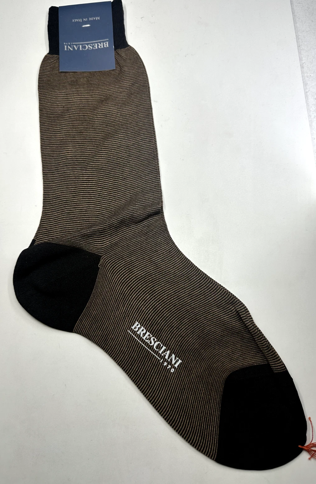 BRESCIANI Men Italian Socks Brown/Black 100% Cotton Size Small New