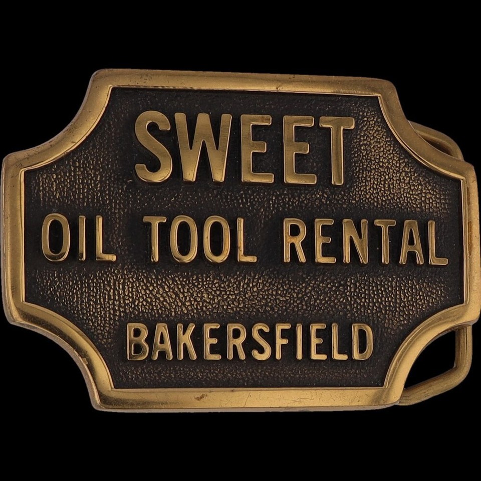 Brass Sweet Oil Tool Rental Bakersfield California Oilfield Vintage Belt Buckle eBay