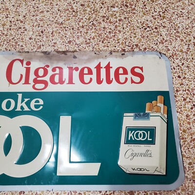 VINTAGE 1960's KOOL LOGO METAL ADVERTISING SIGN Cigarettes