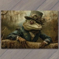 Art Print Lizard King Forest Guardian Hat Strange Unusual Weird Steampunk
