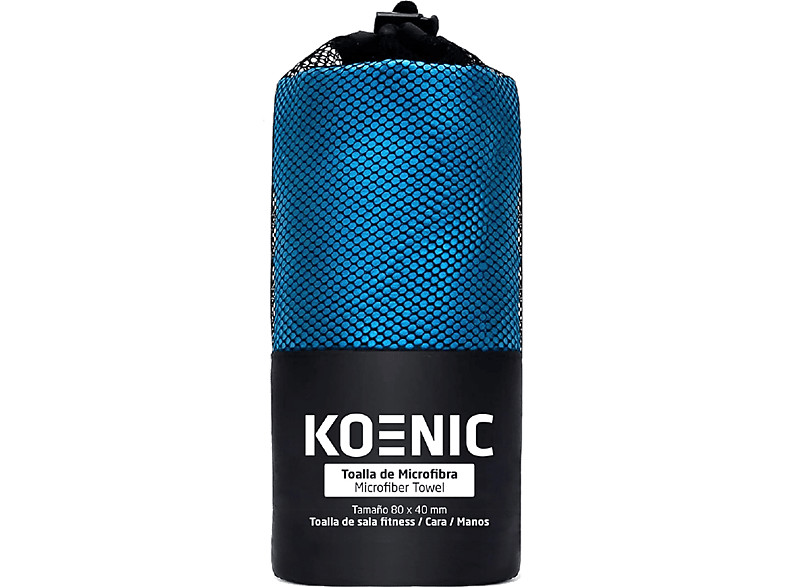 Toalla - Koenic Microfibra, 80x40cm, Poliéster y nylon, Súper absorción, Azul