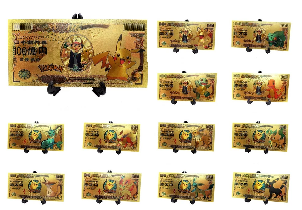 Pokemon Karten Gold Optik Anime Manga Dekoration Lesezeichen Pikachu Evoly Deko