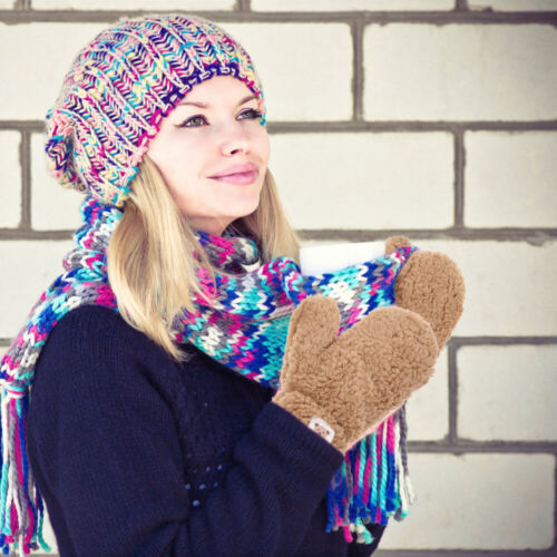  Gloves Winter for Kids 12-14 Knitted Mittens Fingerless Fur Cute - Afbeelding 1 van 10