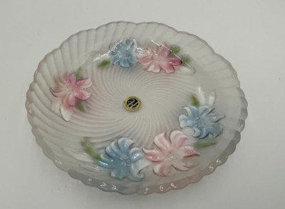 2 NIB Flora Hasegawa Glass Hand Painted Plates New Collection Japan