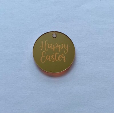 Frohe Ostern Acryl Geschenkanhänger - Kreis verspiegelt Charms für Kuchenboxen oder Geschenke