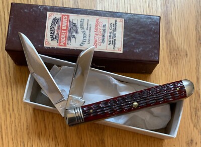 BEAUTIFUL SCHATT MORGAN RED BONE KNIFE #042197 NEVER USED IN BOX