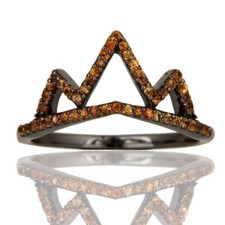 Natural Spessartite Black Rhodium Loving Ring 925 Sterling Silver Crown Jewelry