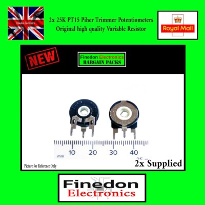 2x Piher PT15 15mm Trimmer Potentiometer vertikal 25K variabler Widerstand Leiterplatte 25K