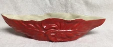 Vintage Shawnee Pottery Red Window Sill Leaf Planter #440-Mid Century