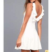 LULUS Craving You White Backless Skater Dress