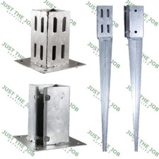 Galvanised Fence Post SPIKES & Bolt Down Shoes Holders ~ 50/75/100mm HDG Garden