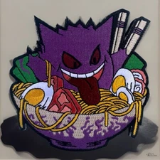Gengar Pokémon Ramen Bowl Embroidered Hook/Loop Morale Patch