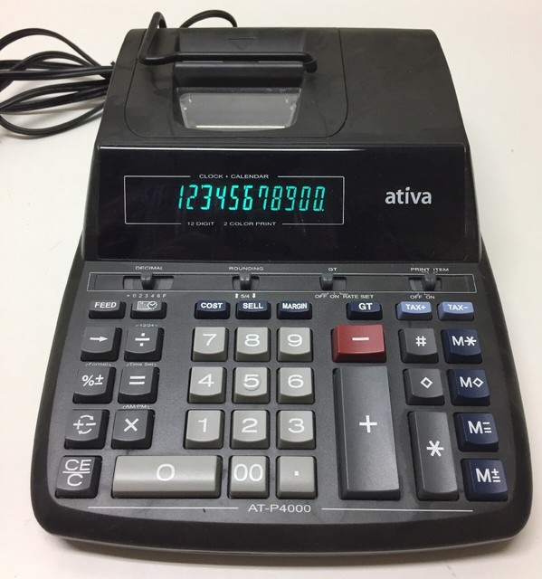 Ativa ATP4000 Adding Machine Clock Calendar Printing Calculator! eBay