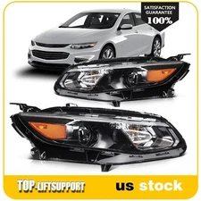 For 2016-2018 Chevrolet Malibu Black Housing Headlight Assembly w/Projector Pair