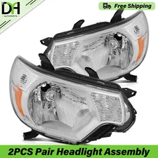 Pair Chrome Left & Right Headlights Assembly For  Toyota Tacoma Pickup 2012-2015