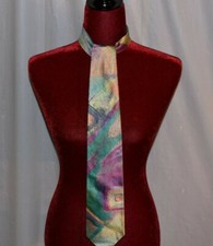 Jones New York Green & Pink Geometric Print Tie, Made in USA, NWT