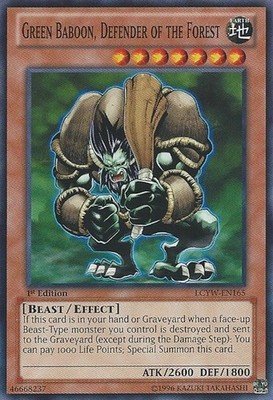 1 x Green Baboon, Defender of the Forest - LCYW-EN165 - Common - Unlimited Editi