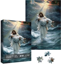 Religious Jesus Puzzles for Adults 1000 Pieces, Christian Bible Walking on Water