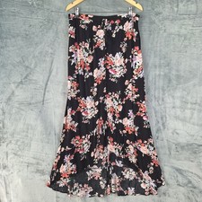 Womens Skirt Large Black Boho Romantic Floral Maxi Gauze Whimsigoth Pockets