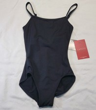 Capezio Camisole Leotard Black Scoop front V-back Adjustable Straps SZ SC
