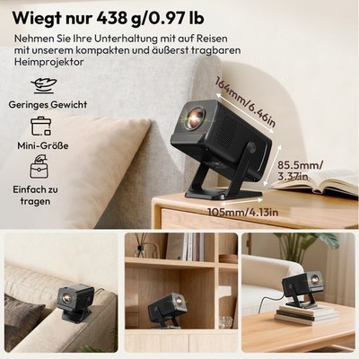 XGODY Gimbal 5 GO 360ANSI Video Beamer Projektor 720P 8K WiFi Heimkino Bluetooth