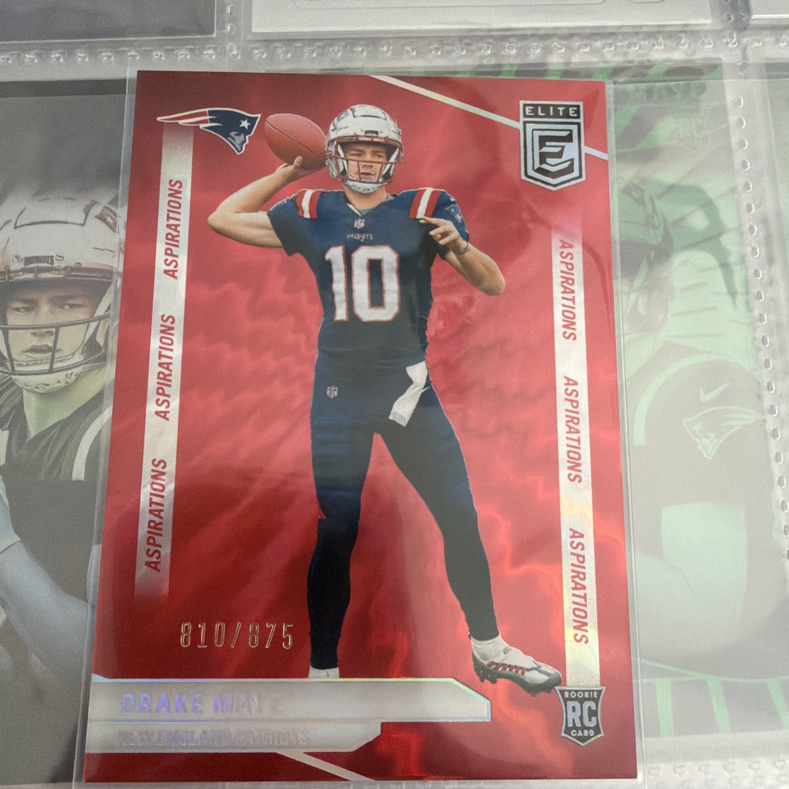 2024 Donruss Elite Football Card #185 Red Aspirations /875 Drake Maye Rookie
