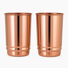 Pure Copper Tumbler Set Of 2 | Copper Water Drinking Glass | Copper Cup Hold 250