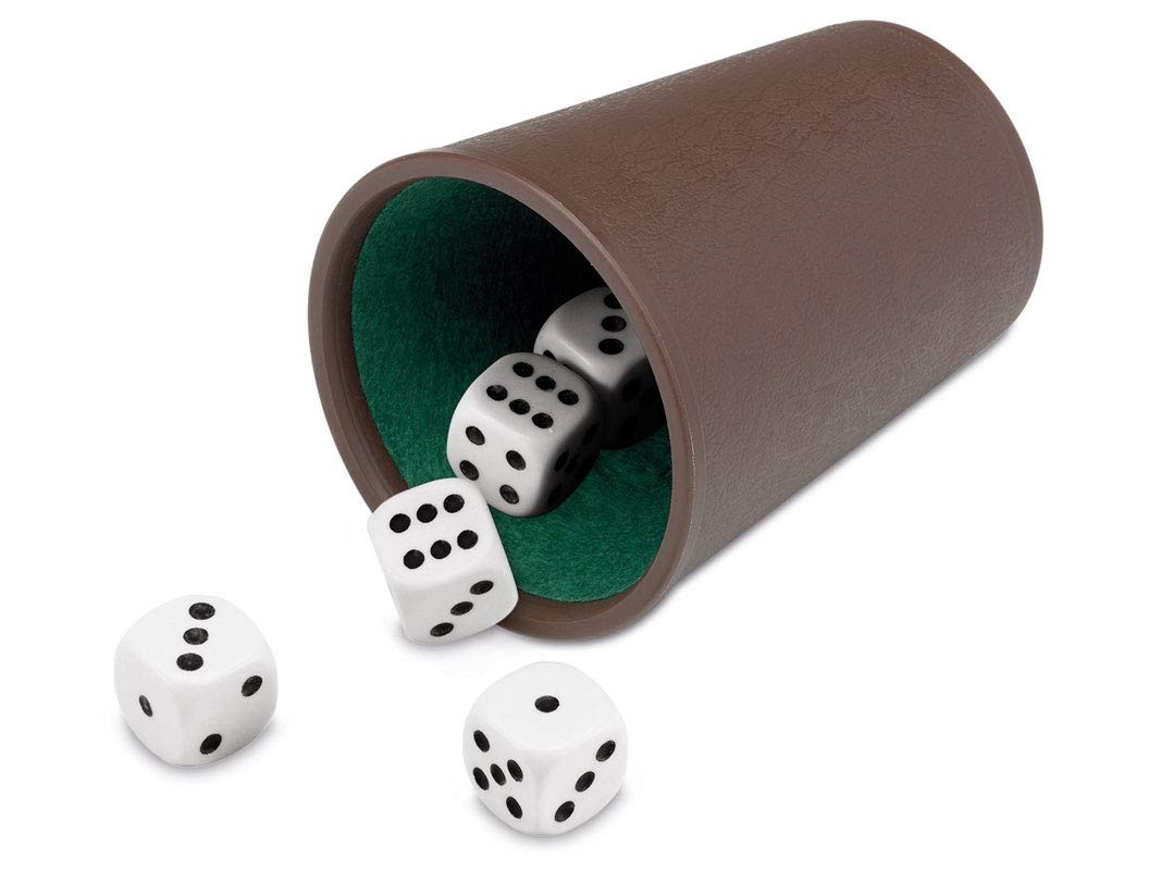 Cayro 16 mm Felt Lined Dicecup and 5 Dots Dices