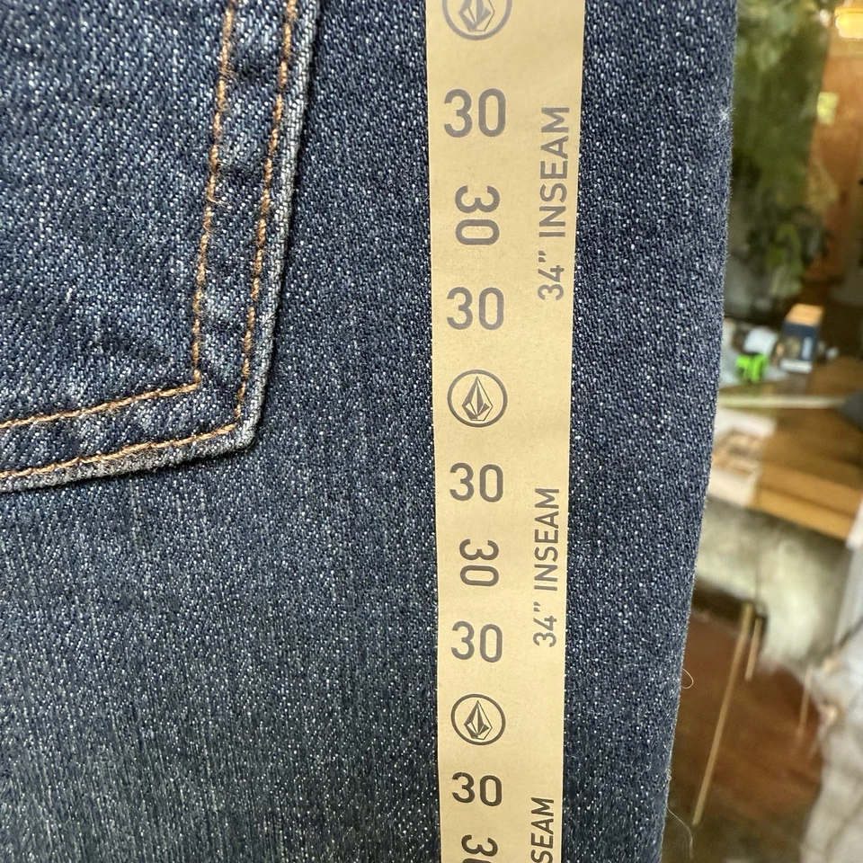 Volcom Men’s Solver Modern Straight Dark Blue Denim Jeans 30x34 Well Made NWT - Image 4 of 4