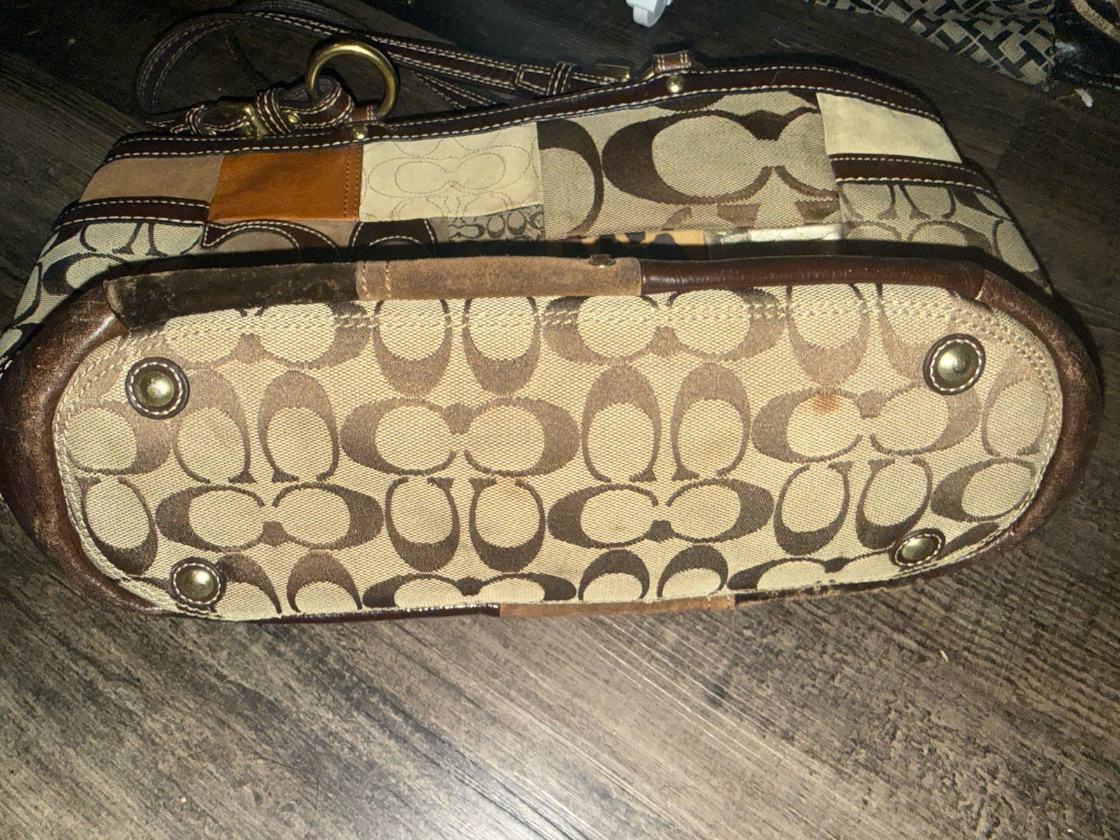 Coach Patchwork Shoulder Bag Brown Multicolor Log… - image 4