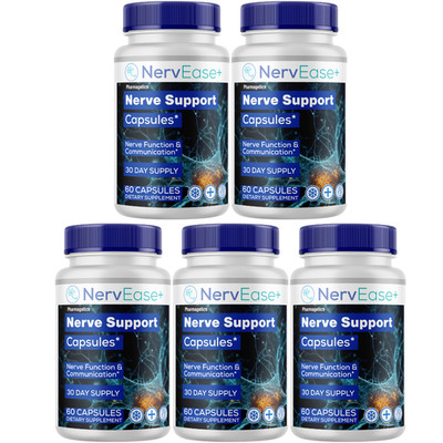 NerveEase+ Nerve Support Supplement Turmeric Glucosamine MSM (5 Bottles)