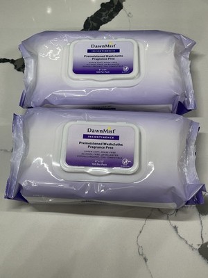 Dukal DawnMist Premoistened Washcloths 100ct 8 x10 , Lot Of 2 Fragrance Free